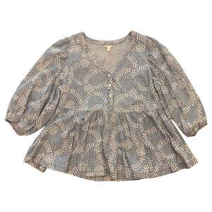 Cato Women’s Plus Size Floral Peplum Blouse with Balloon Sleeves 18/20 2X, boho